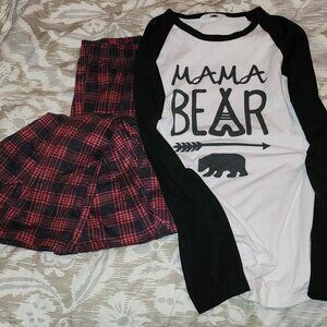 Mama bear pajama set top and plaid pants